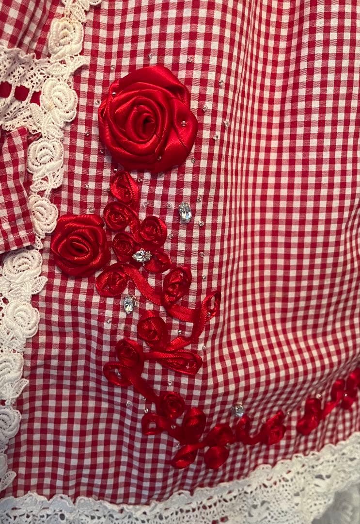 【BABY】ギンガムチェック巻バラドールワンピース　ヘッドドレス