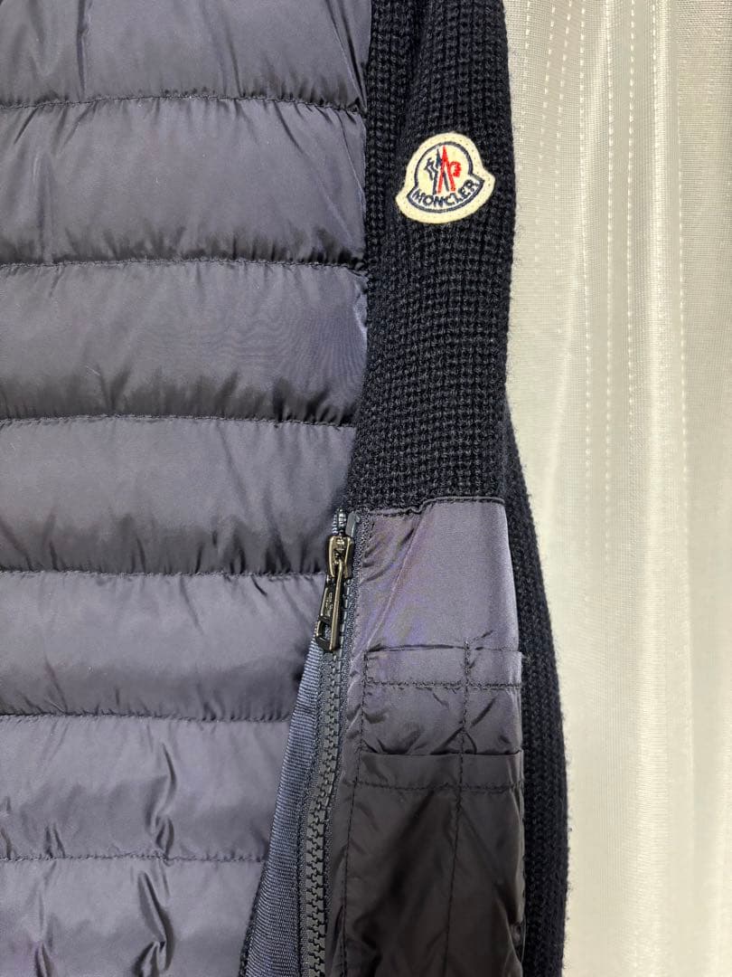 Moncler モンクレール ハイブリッドダウン　ニット フード付き ネイビー