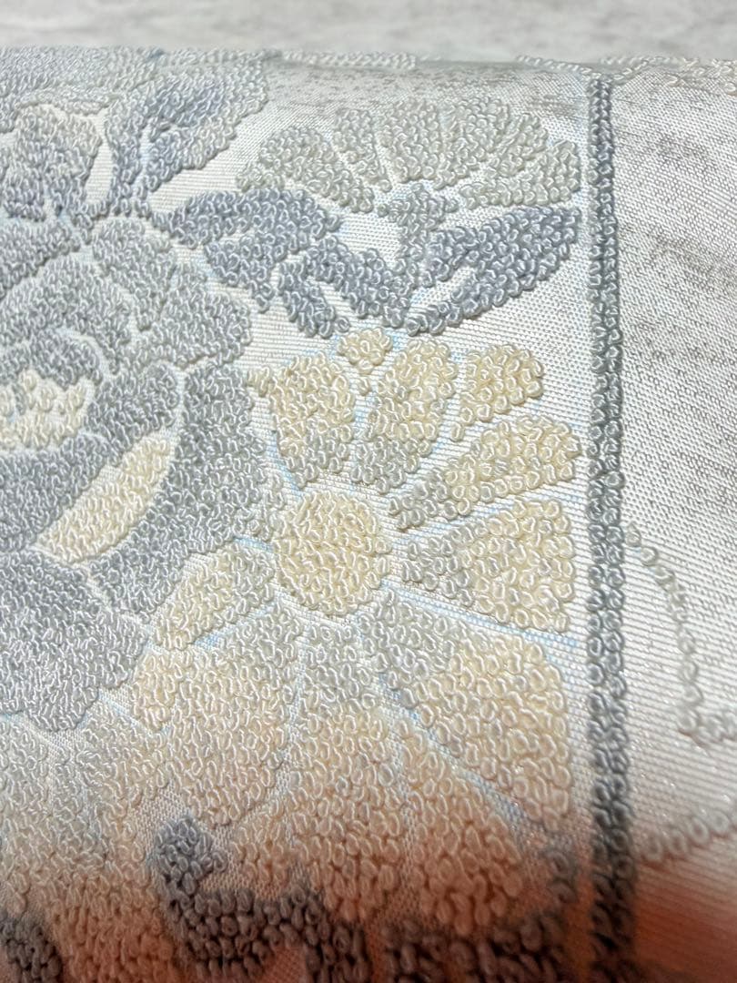 高級 袋帯 正絹 お太鼓柄 相良刺繍 中国刺繍 ホワイト シルバー 訪問着
