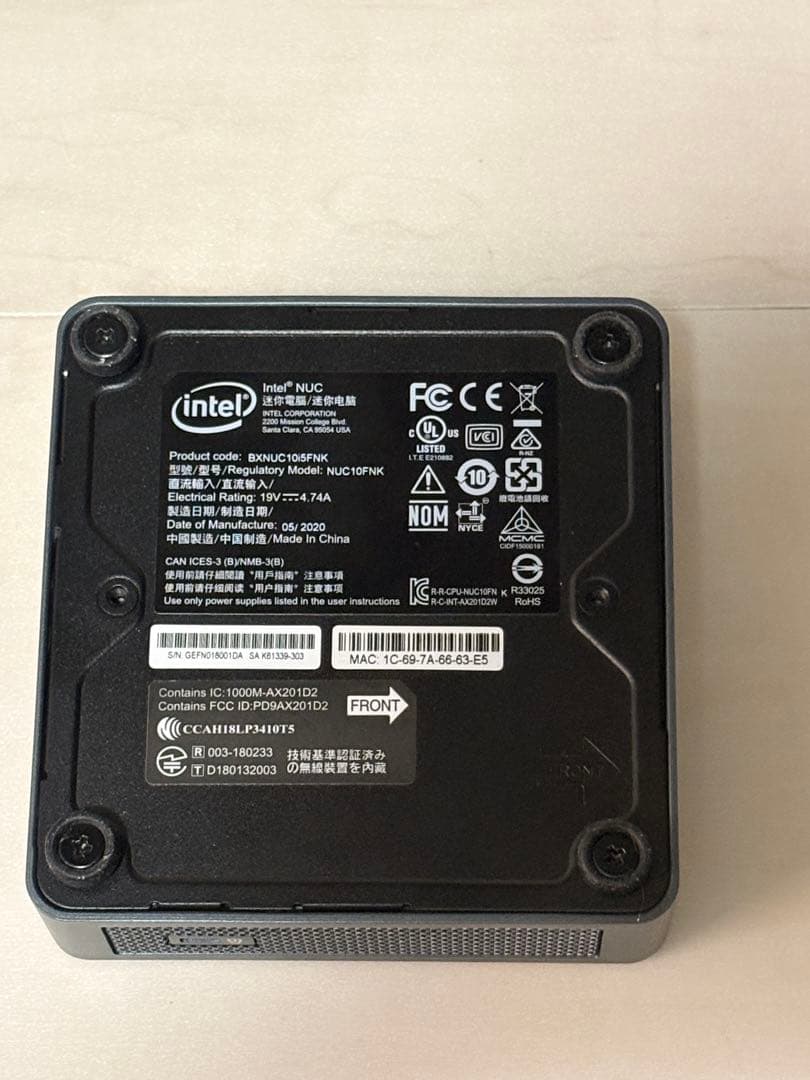 ミニPC intel i5-10210u