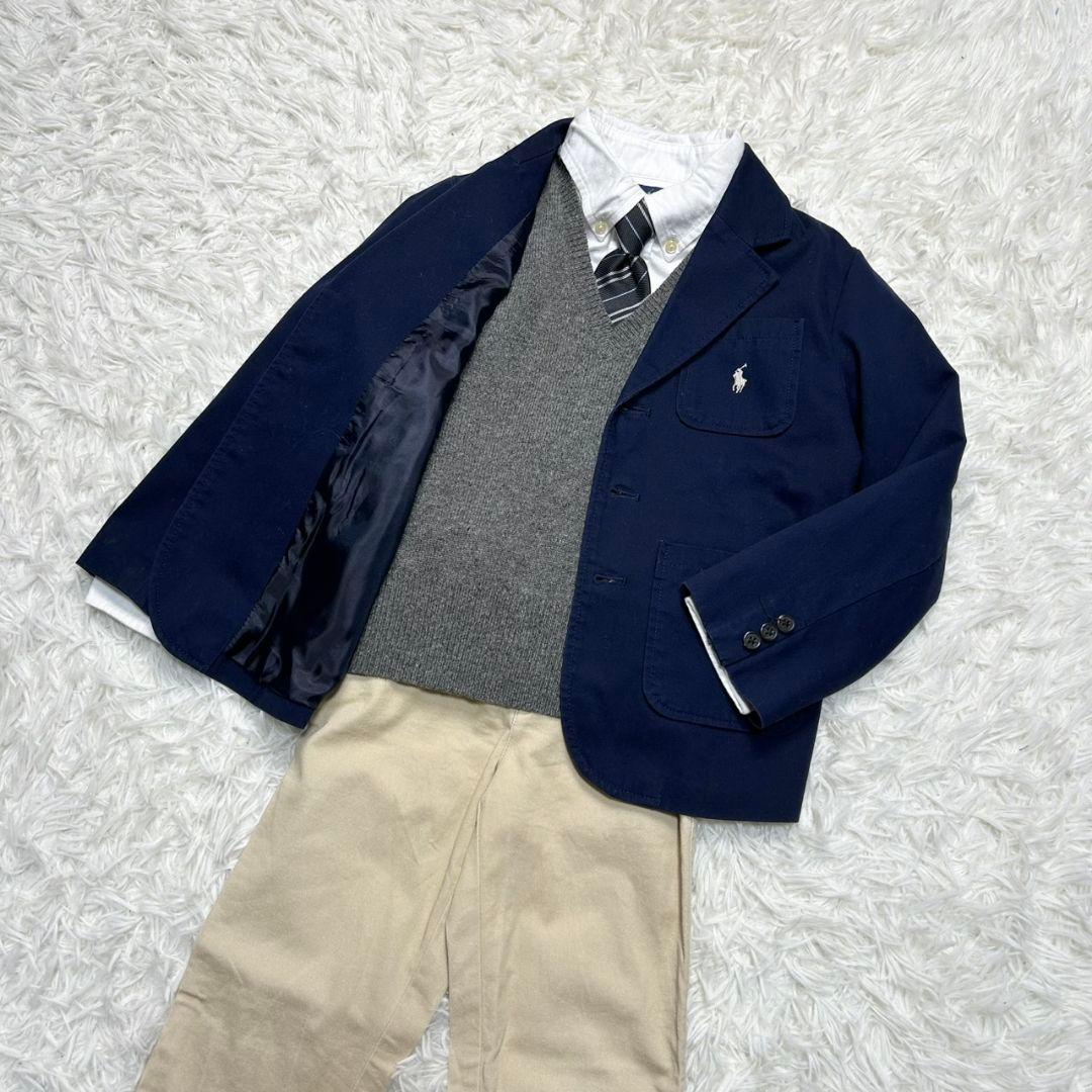【美品】ラルフローレン フォーマル スーツ キッズ 120 紺ブレ 卒服