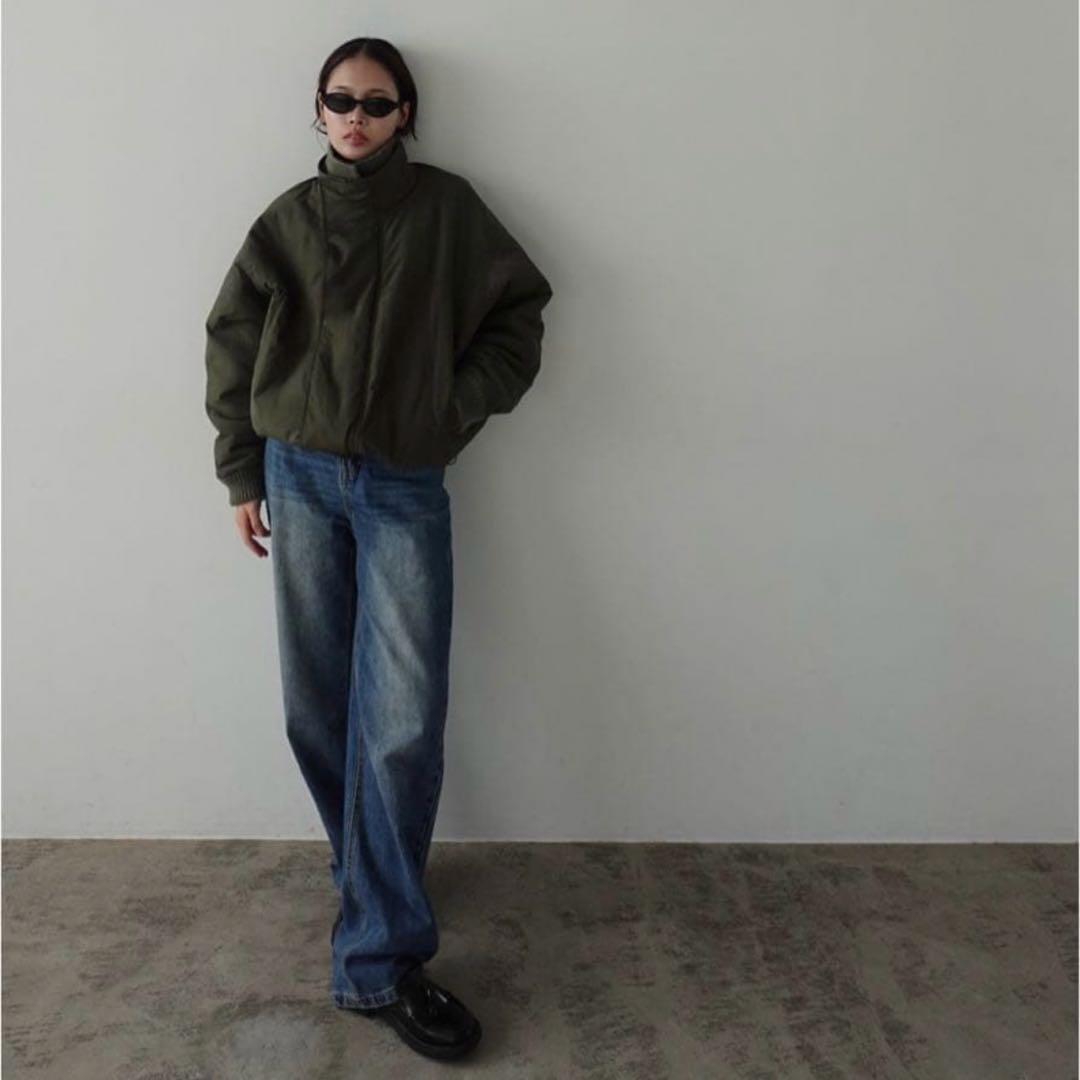 【レア】callautia×yayoi リブニットカラー中綿ジャケット　カーキ