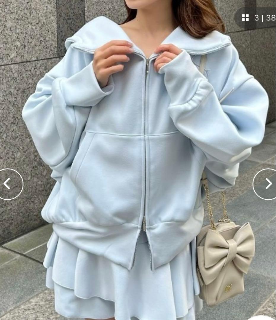 SNIDEL エンブレムボンディングパーカー ライトブルー