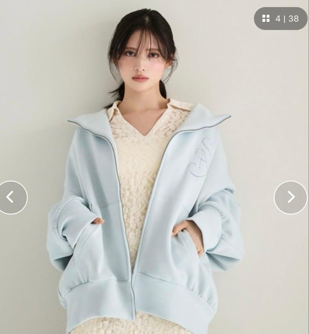 SNIDEL エンブレムボンディングパーカー ライトブルー