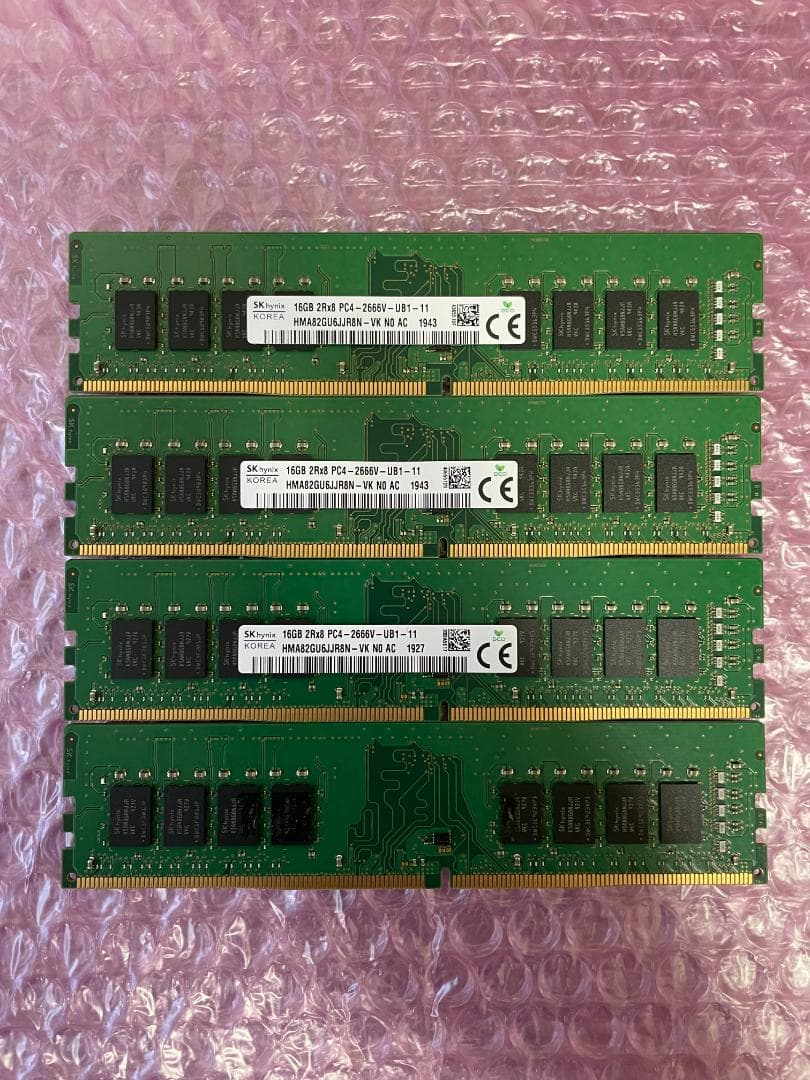 メモリ 16GB×4枚=64GB DDR4-2666 SKhynix 動作保証