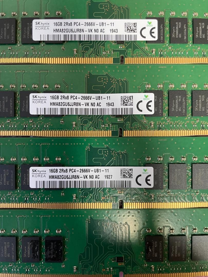 メモリ 16GB×4枚=64GB DDR4-2666 SKhynix 動作保証