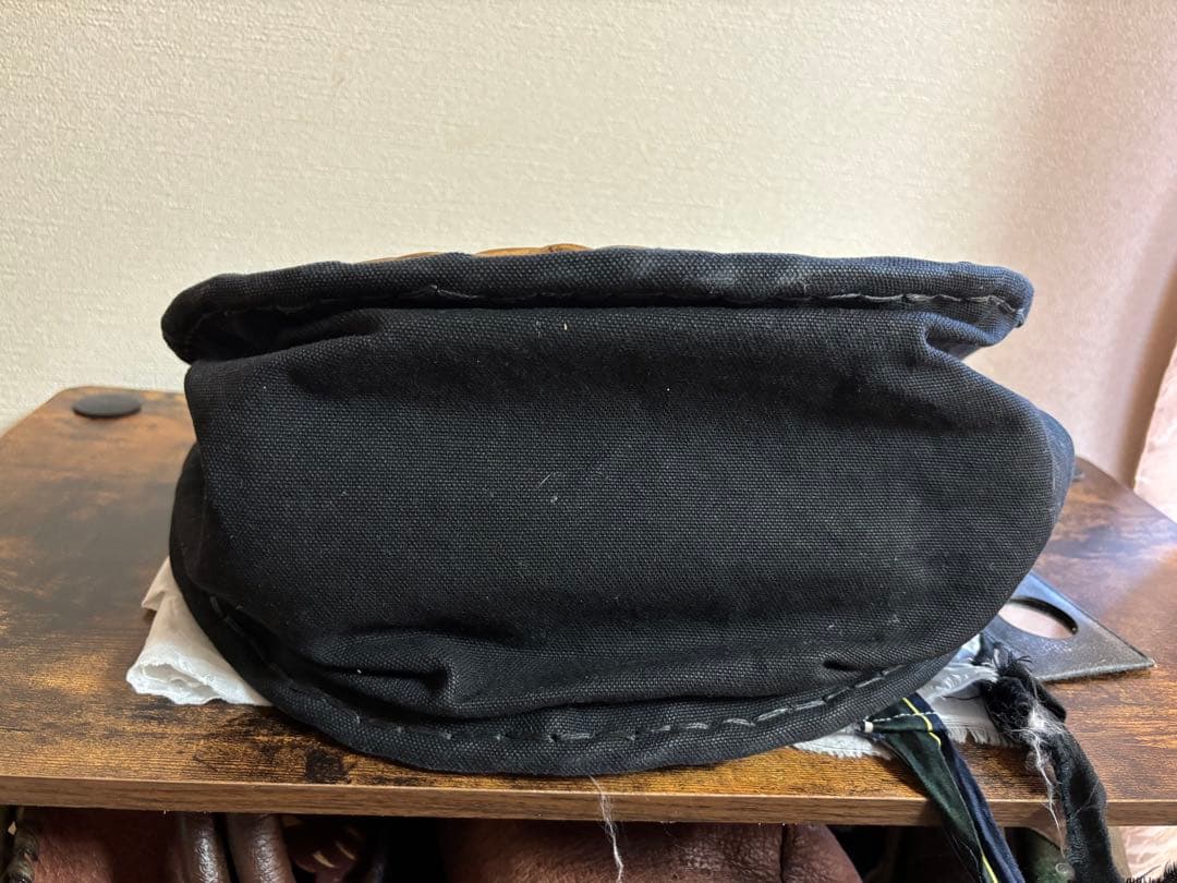 ebagos エバゴス　扇型　カゴバッグ　黒キャンバス生地