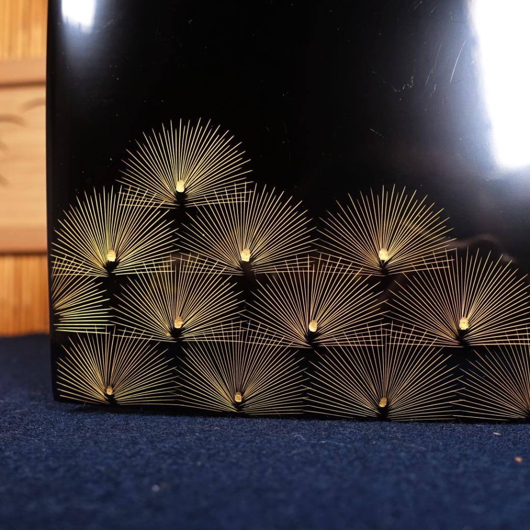 輪島塗 わじま曽我造 黒塗 寿松沈金 二段重箱 共箱