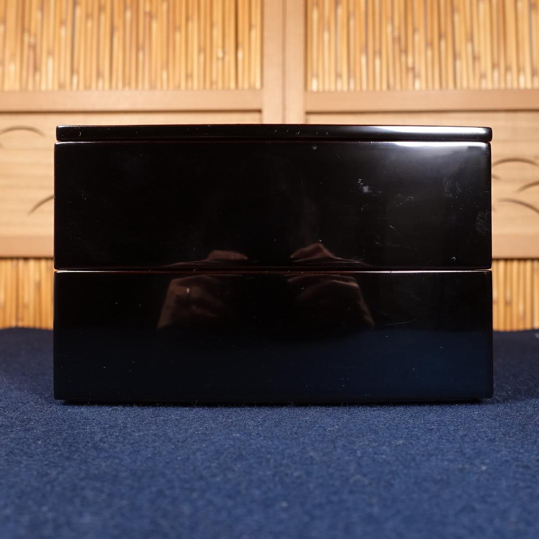 輪島塗 わじま曽我造 黒塗 寿松沈金 二段重箱 共箱