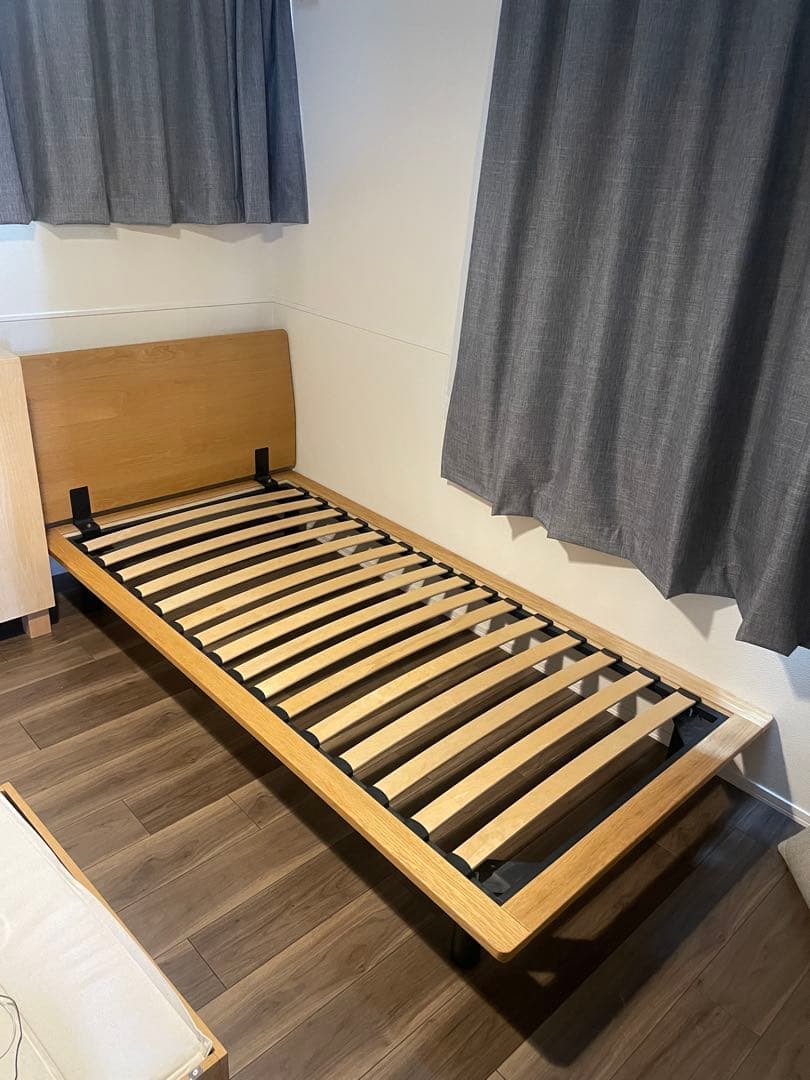 無印良品 木製 シングル ベッドフレーム ヘッドボード付　オーク　MUJI