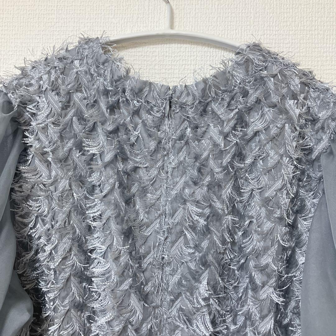 新品　美品　人気　ドリードール　デザインスリーブシャギードレス L グレー
