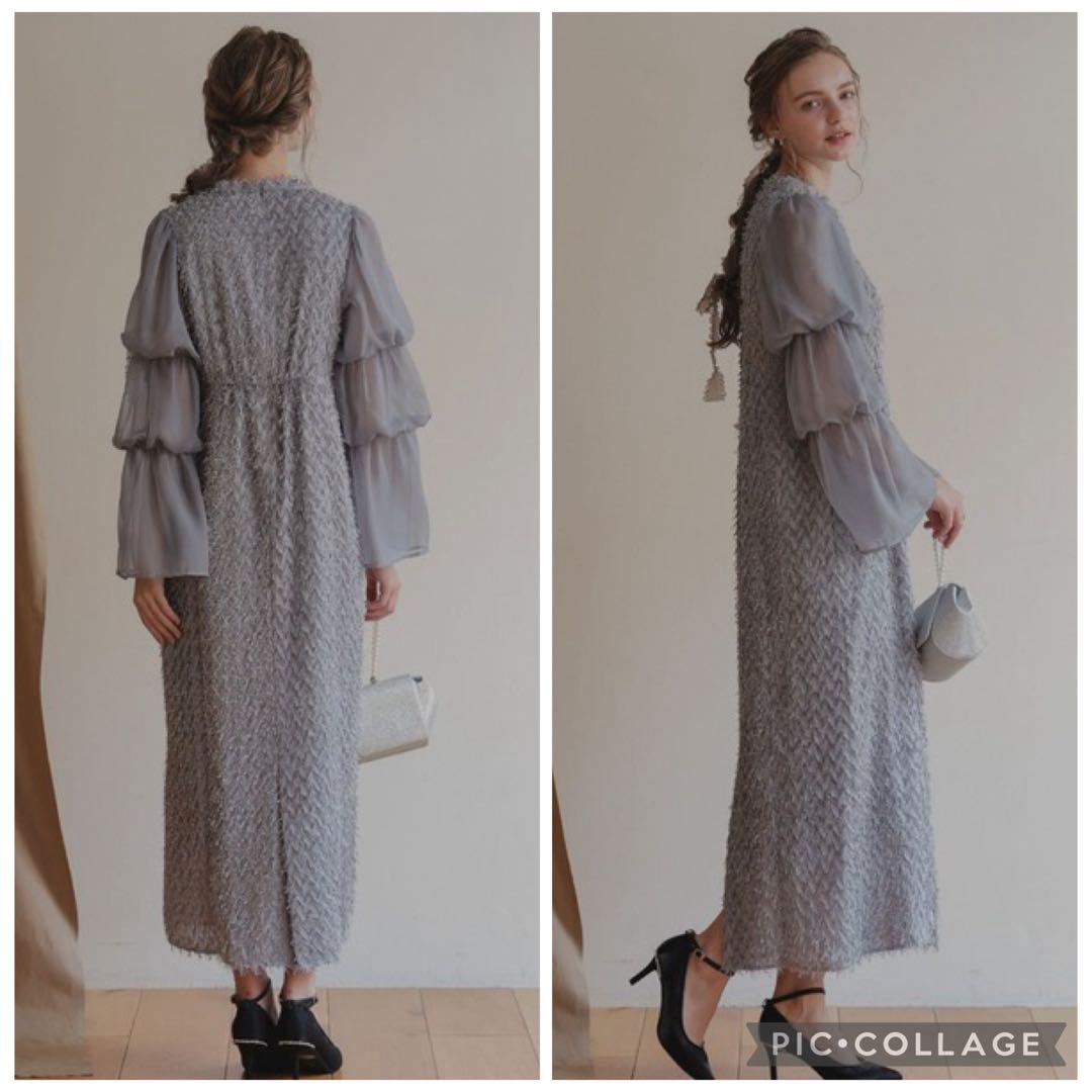 新品　美品　人気　ドリードール　デザインスリーブシャギードレス L グレー