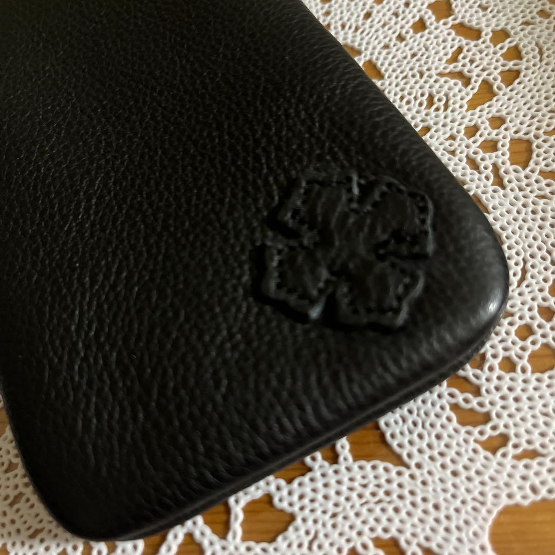 ブラックレザー メガネケース ジッパー式