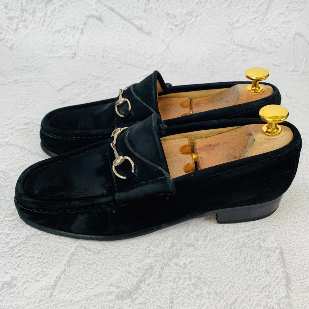 ち*ぱ様 【良品】GUCCI ホースビットローファー スエード シルバー金具 黒