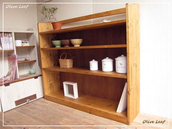 サイズ、デザインオーダー可！超ワイド4段ラック●ナチュラルブラウン無垢材受注製作