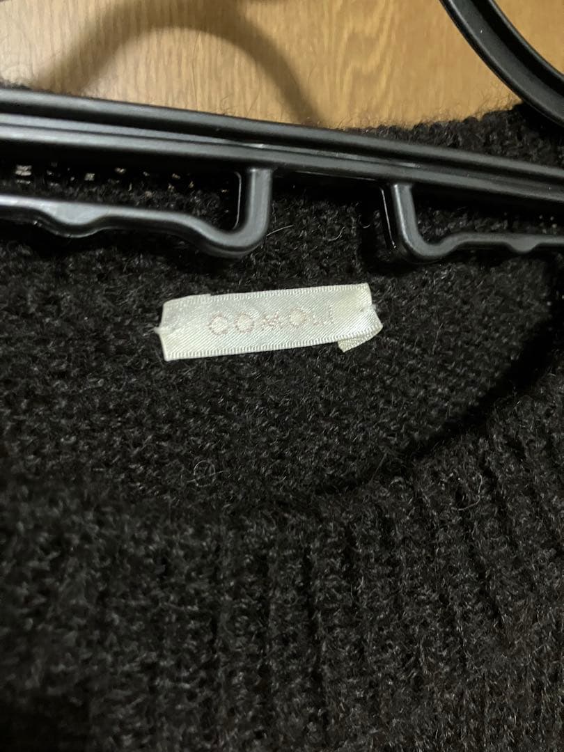 COMOLI ブラックアルパカクルーネックニット サイズF