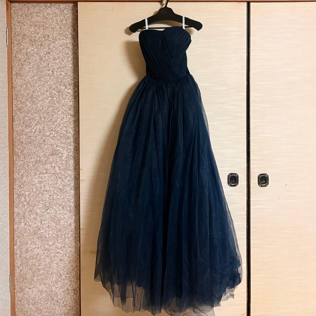 演奏会 発表会 ネイビー ロングドレス Aライン 5~7号