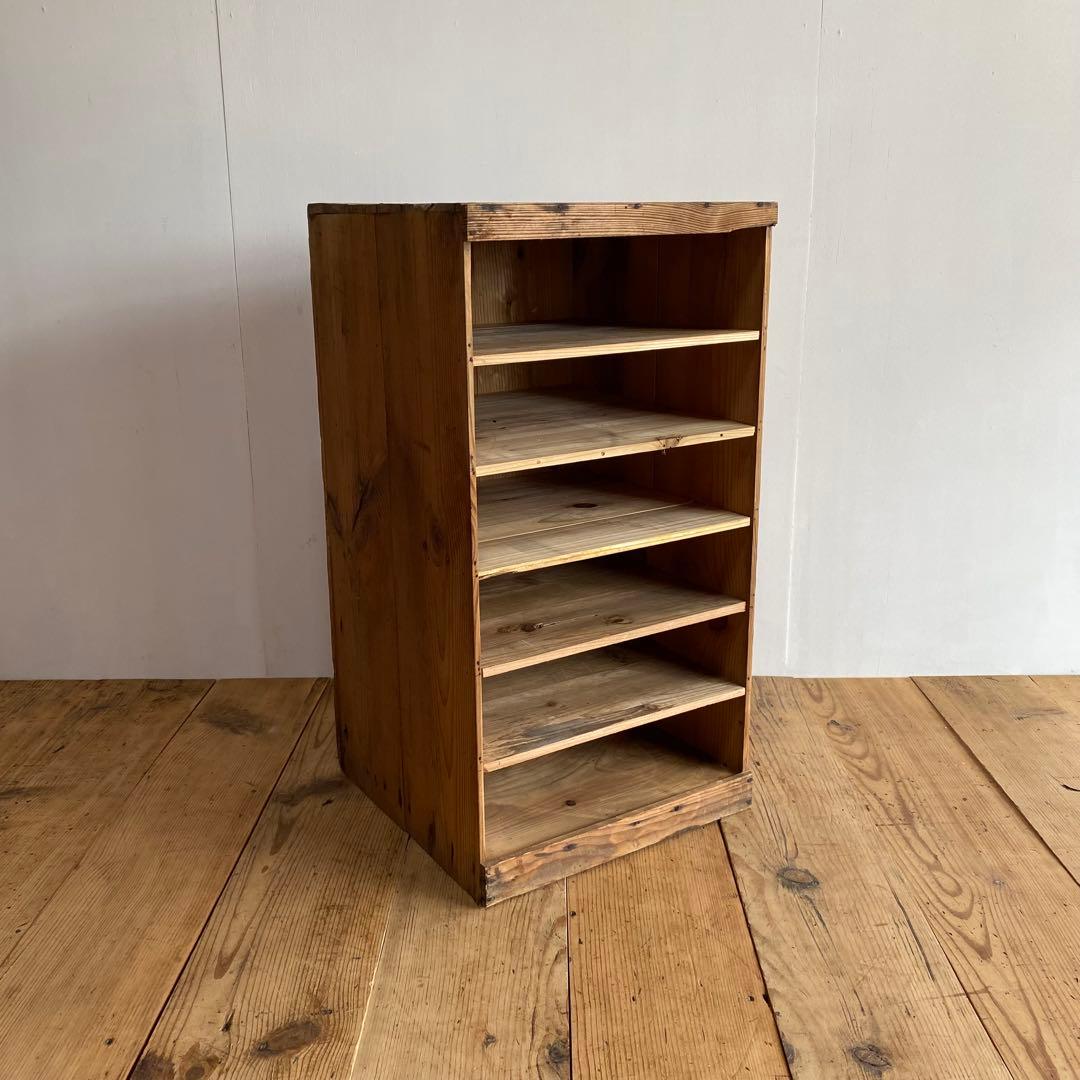 アンティーク 仕切り棚 チェスト 食器棚 書類棚 無垢材 無塗装 z859