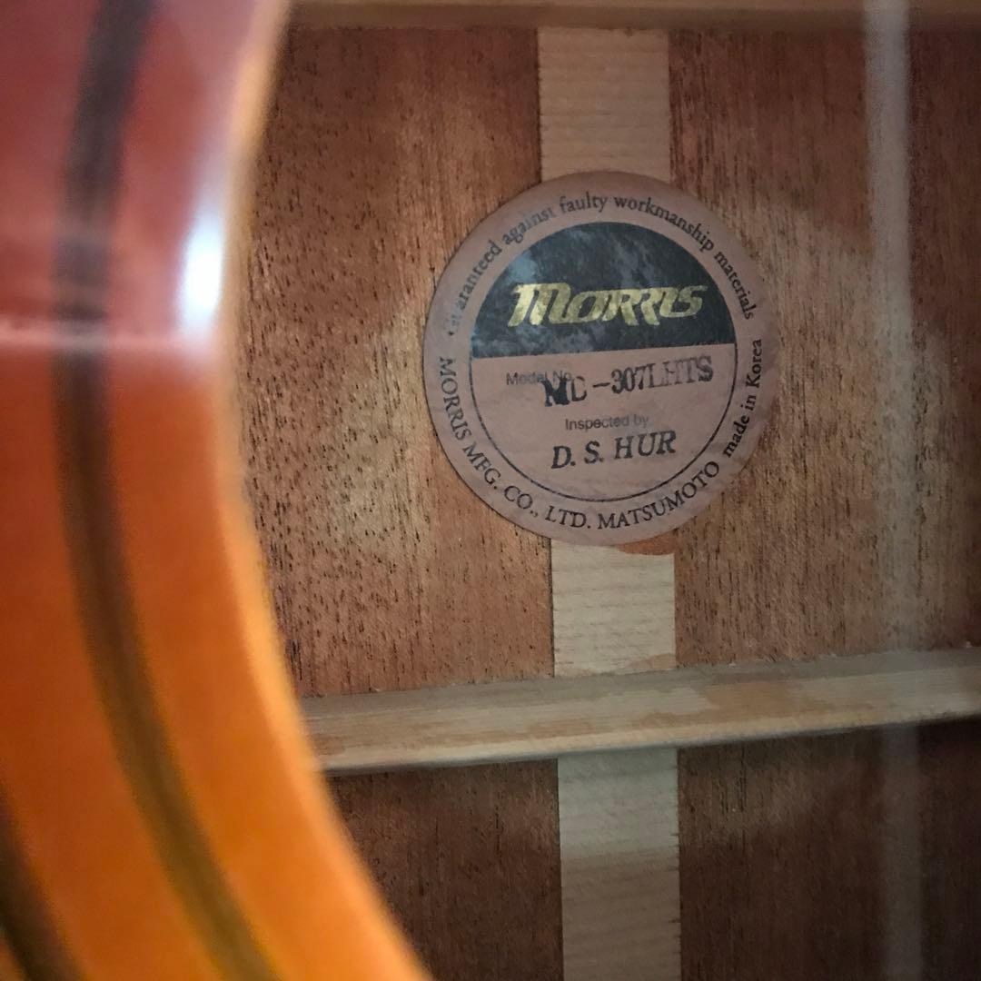 Morris アコースティックギター 左利き用 ブラウン ギターケース付き