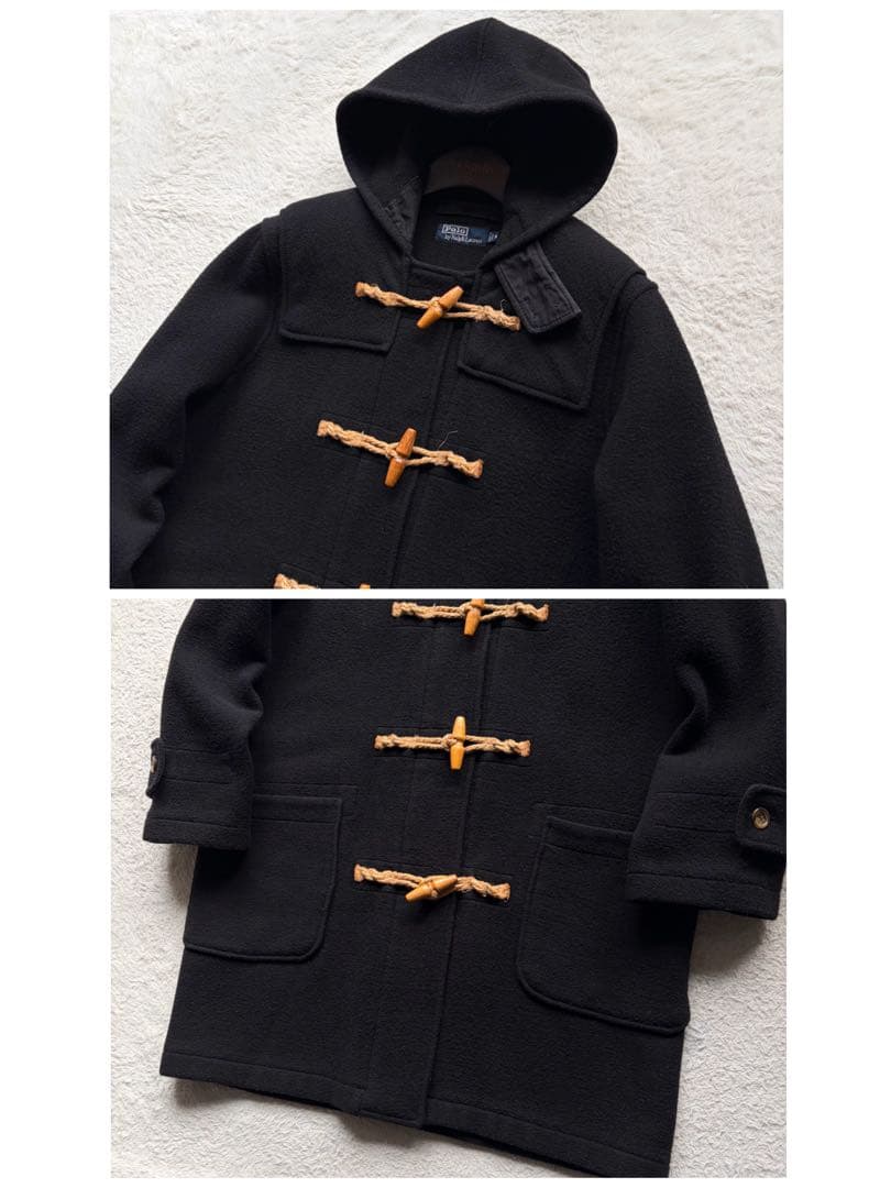 【90s 美品】ポロバイラルフローレン ダッフルコート ウール ブラック M