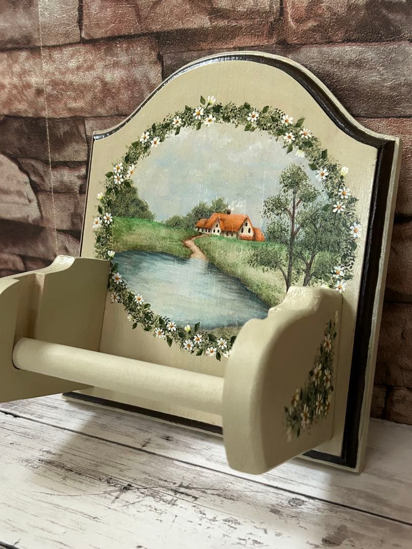 トールペイント 風景画の小物入れ