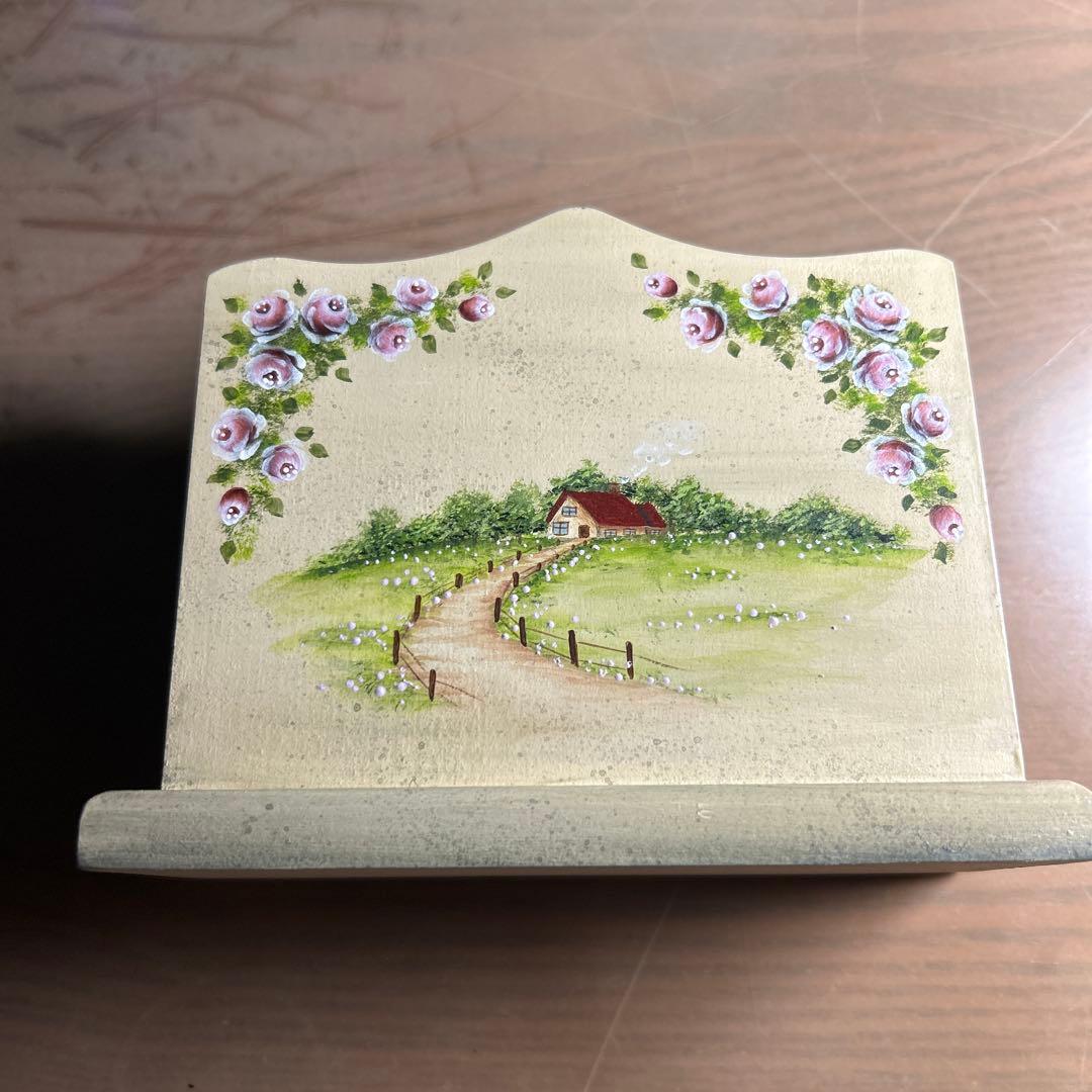 トールペイント 風景画の小物入れ