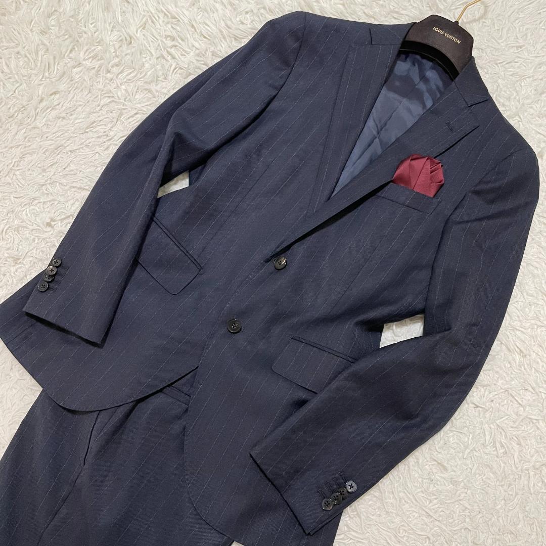 美品 ユニバーサルランゲージ カノニコ21ミクロン セットアップ ネイビー系 M