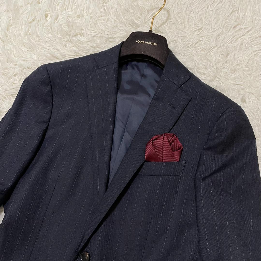 美品 ユニバーサルランゲージ カノニコ21ミクロン セットアップ ネイビー系 M