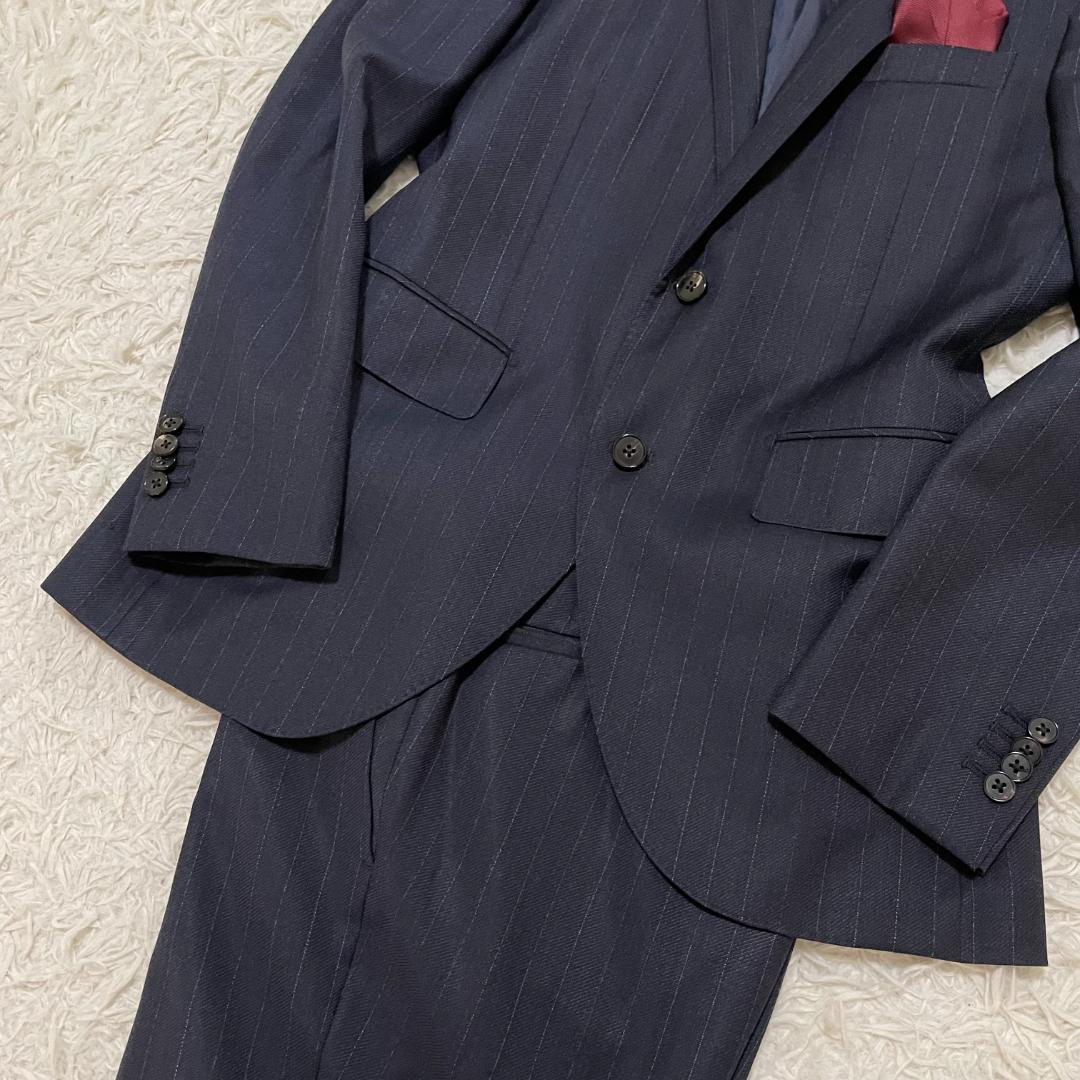 美品 ユニバーサルランゲージ カノニコ21ミクロン セットアップ ネイビー系 M