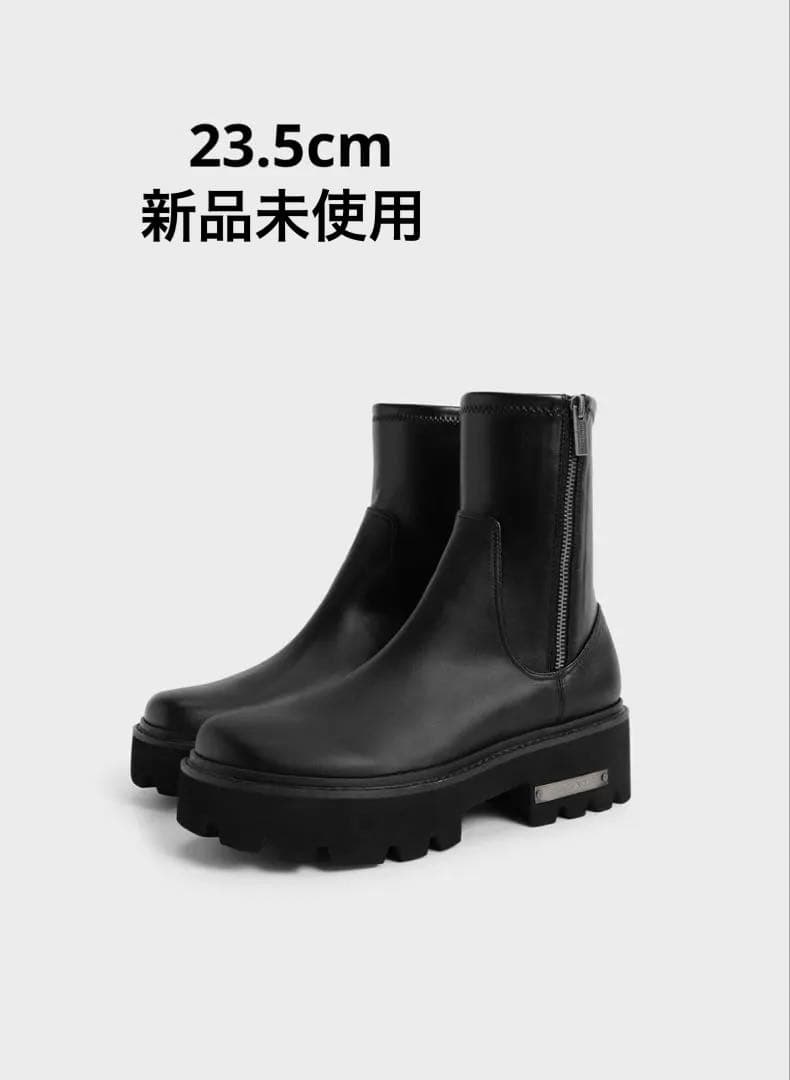 【新品未使用】チャールズアンドキース サイドジップ アンクルブーツ 23.5cm