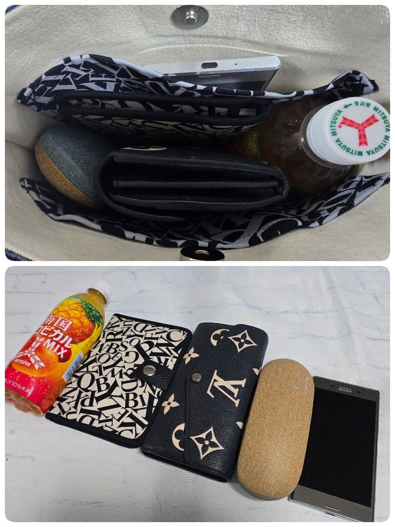 デニムリメイク 大きめ トートバッグ ❀サコッシュ❀ 底板付き