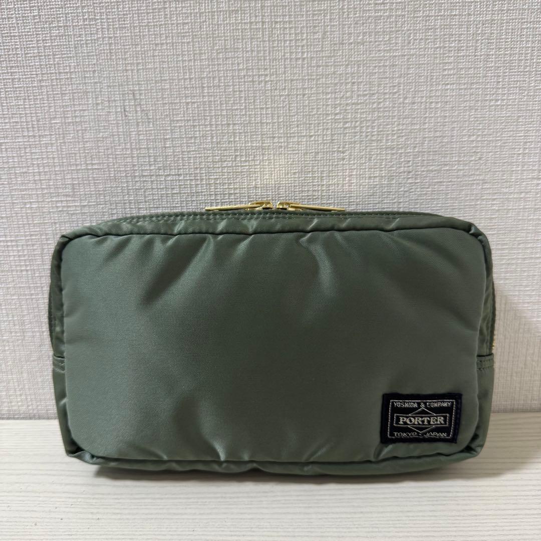【最終モデル】新品同様　ポーター PORTER タンカー　ポーチ セージグリーン