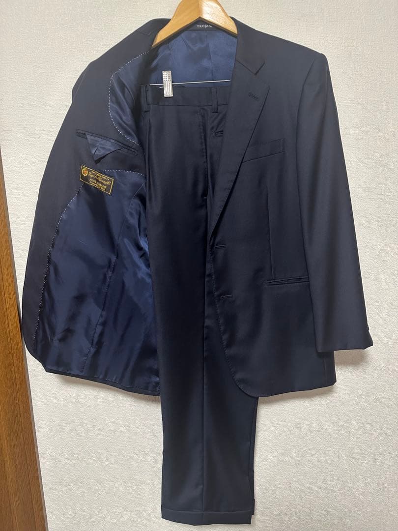 【着用3回極美品】TROJAN ロロピアーナSuper130 A4 濃紺　日本製