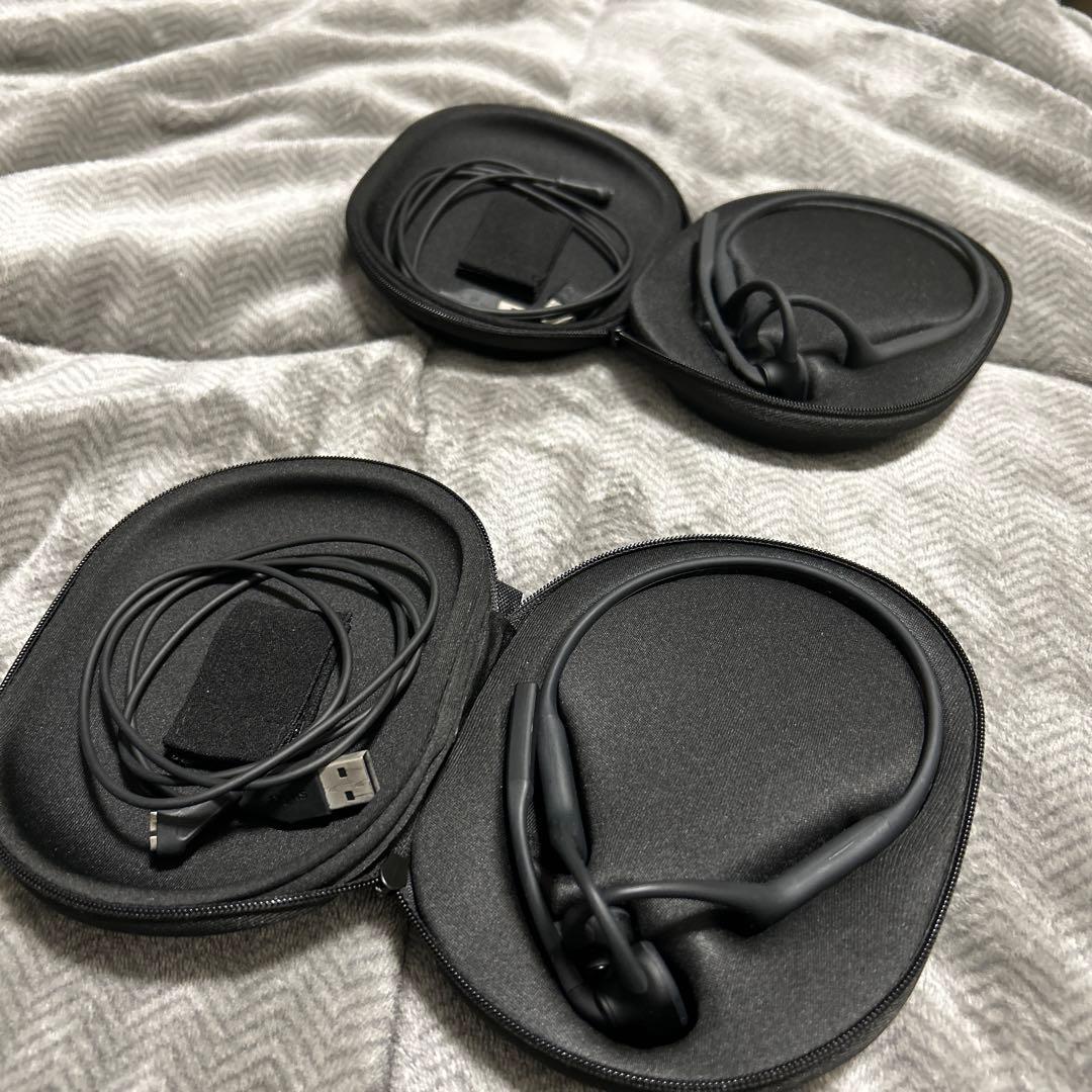 [ケース付き美品]opencomm2 骨伝導イヤホン ブラック　2個セット