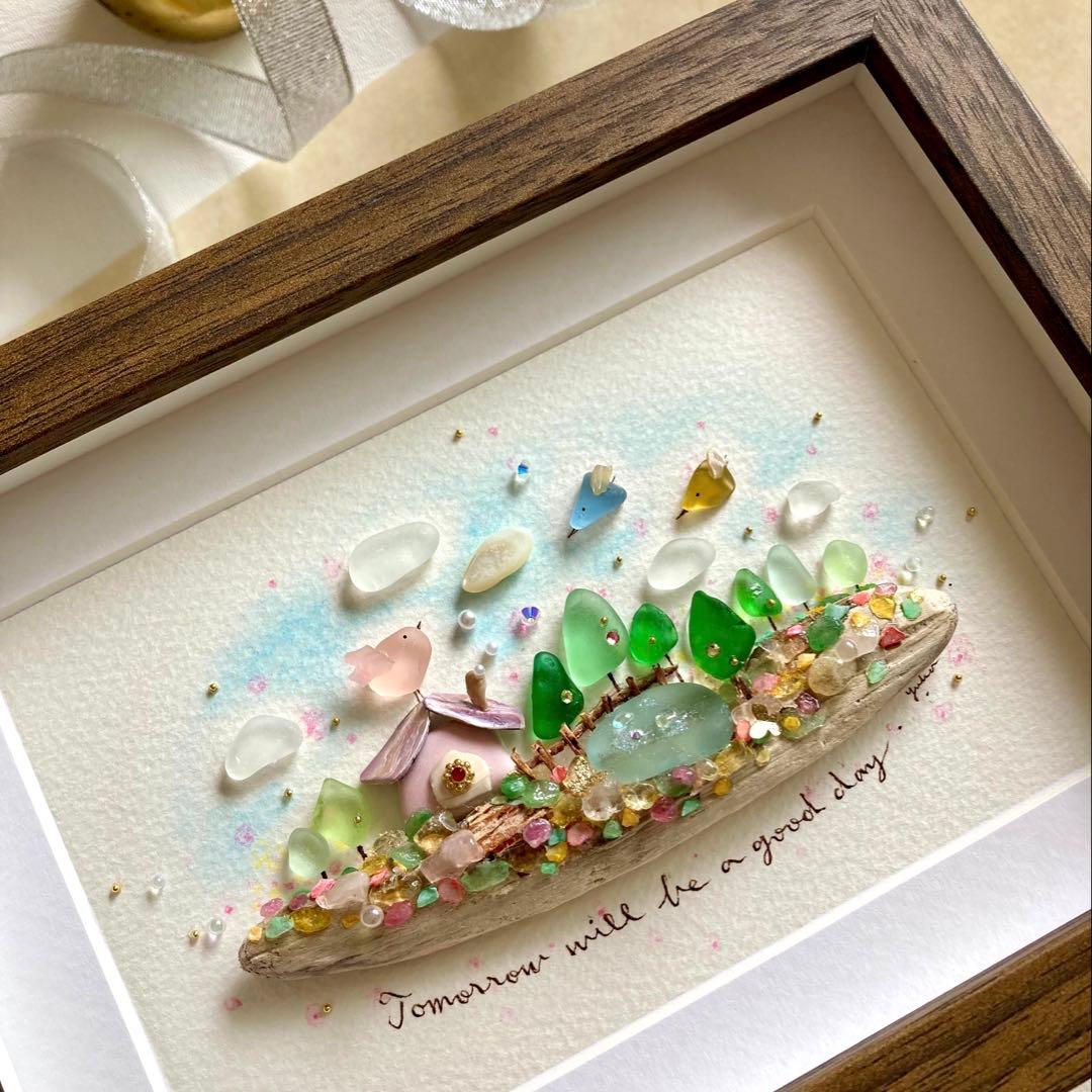 べーちゃん　オーダー受付　シーグラス／天然石／フレームアート