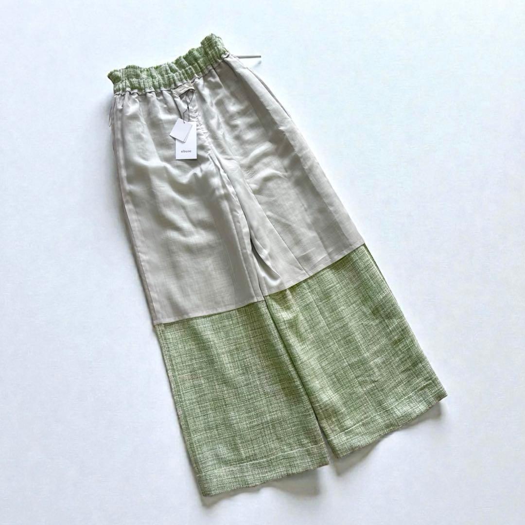 新品タグ付✨2024SS エブール ツィード ドロストワイドパンツ 36