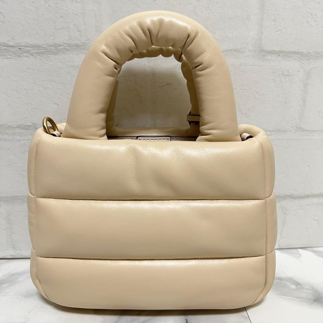 【極美品】コーチ　ミニピロートートバッグ　2way ショルダーバッグ　アイボリー