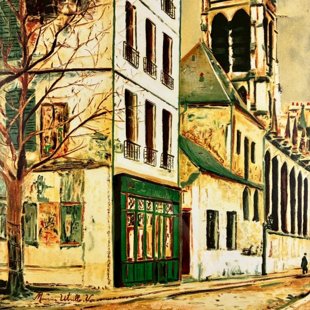 モーリス・ユトリロ「サン・セヴランの教会」リトグラフ 直筆サイン入 フランス巨匠