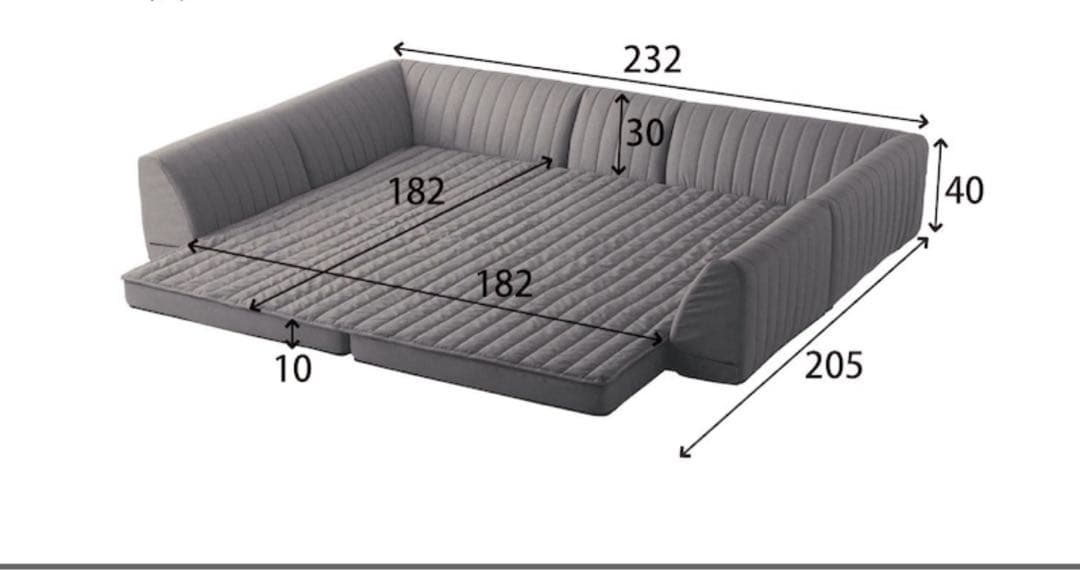 コーナーソファ ウレタンマット付き グレー　ソファーベッド　ベルメゾン