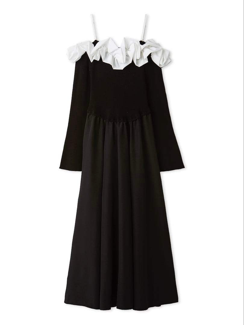 LILY BROWN リリーブラウン フリルカラーニットコンビワンピース