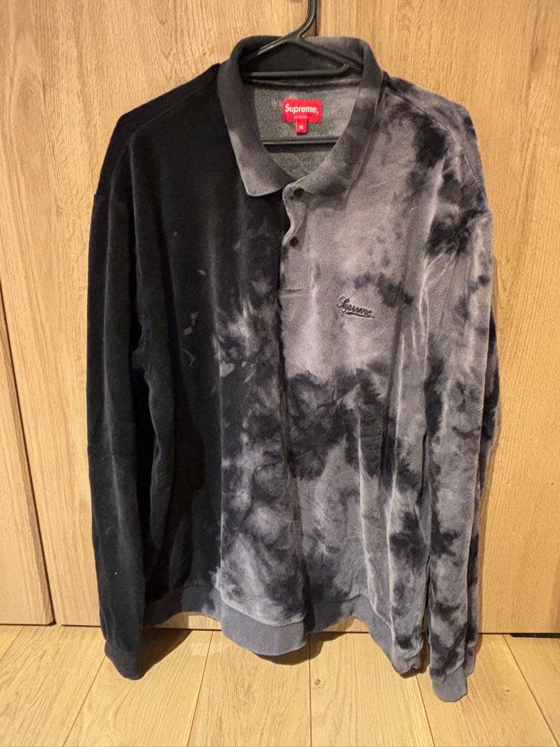 トップス supreme bleached velour L/S polo black
