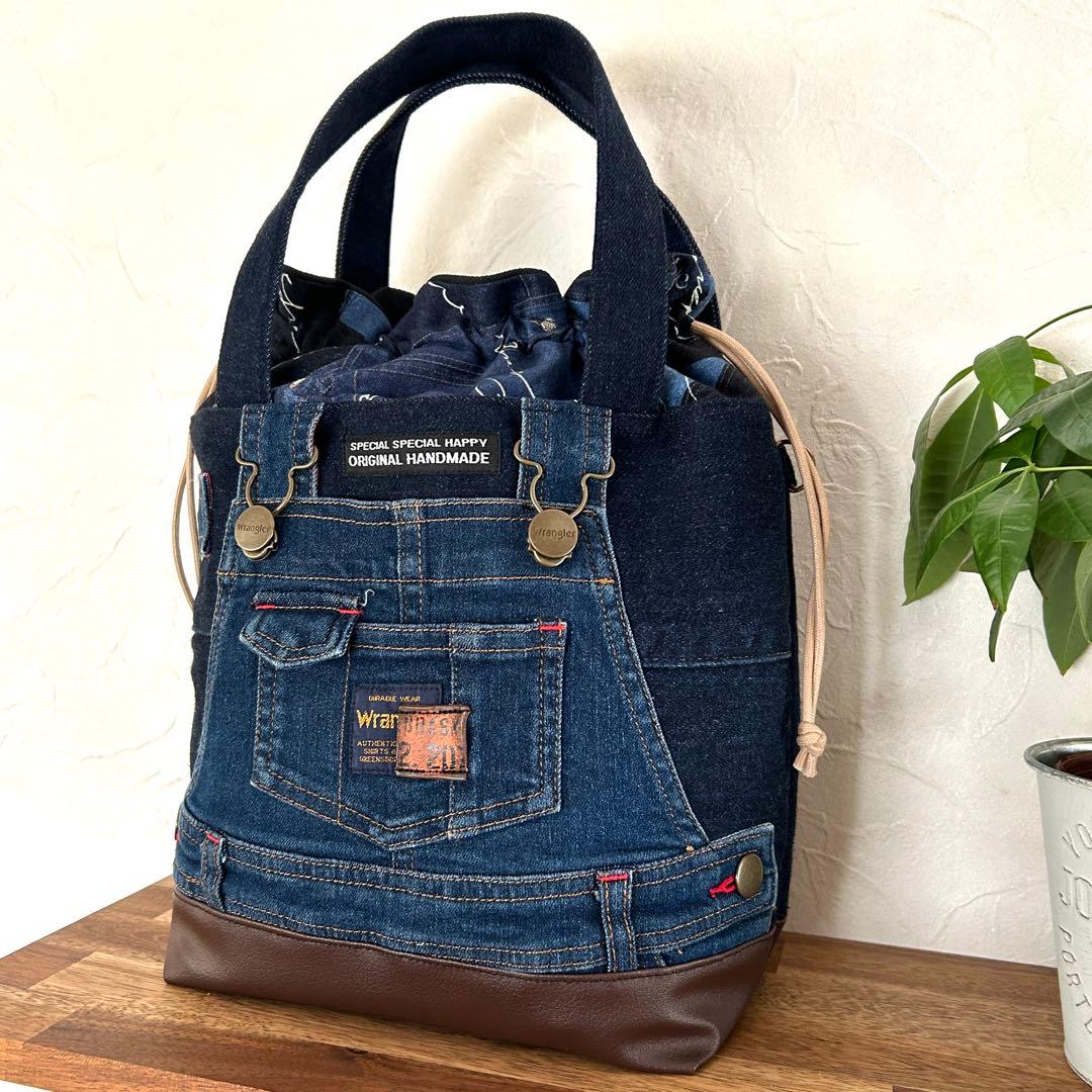 専用★デニムリメイク 巾着バッグ　トートバッグ　オーバーオール