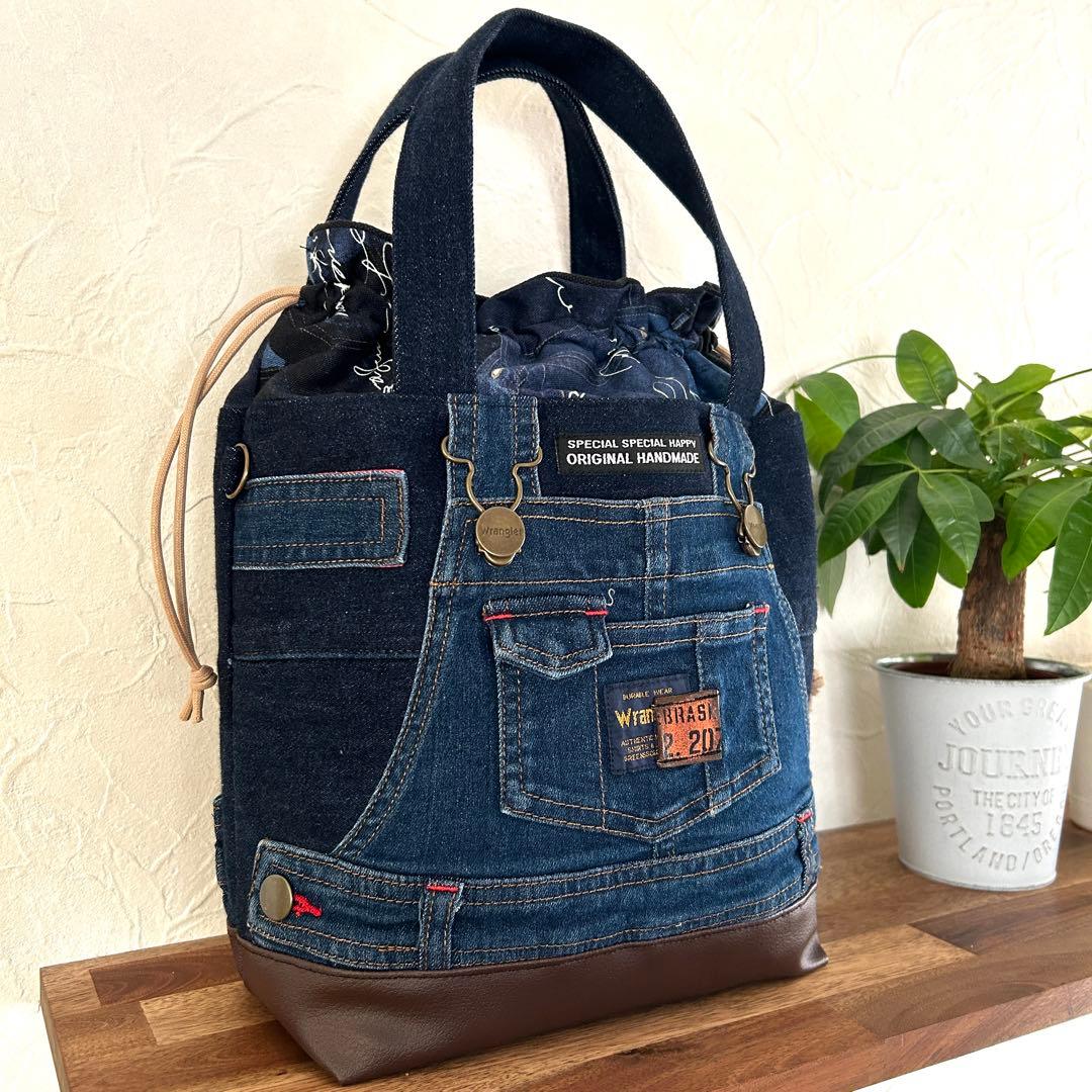 専用★デニムリメイク 巾着バッグ　トートバッグ　オーバーオール