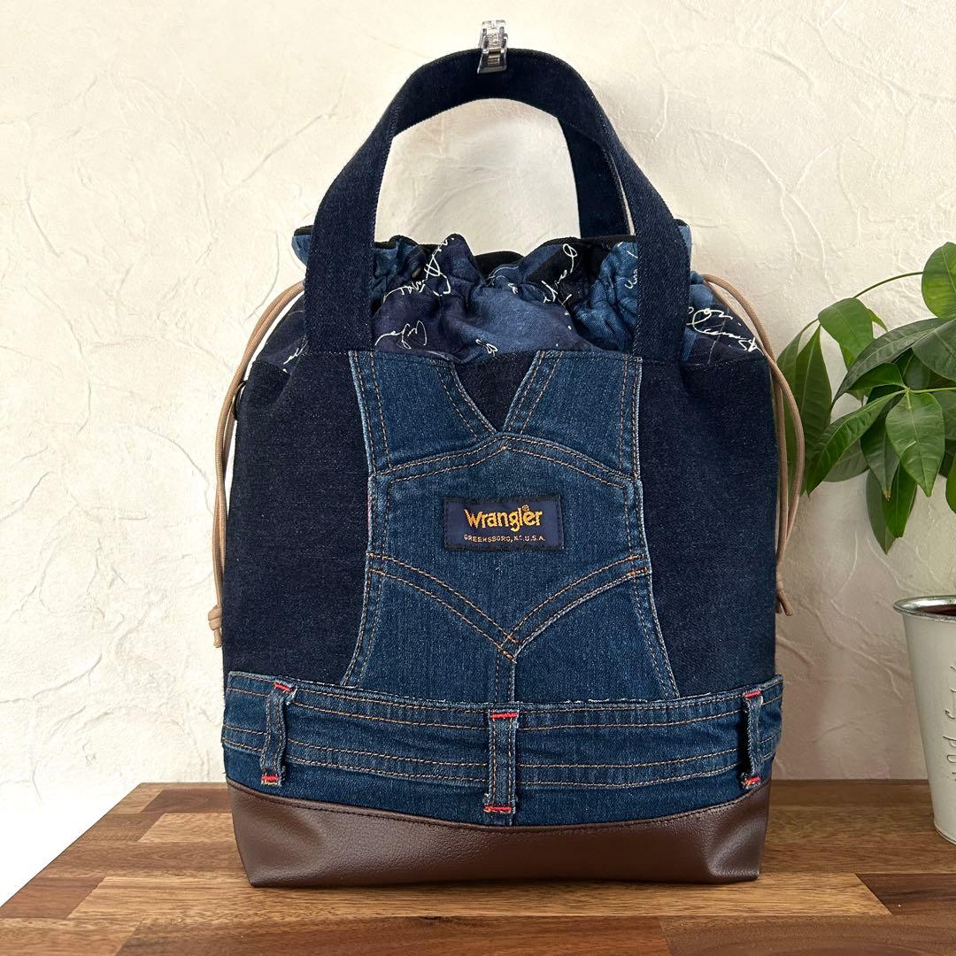 専用★デニムリメイク 巾着バッグ　トートバッグ　オーバーオール