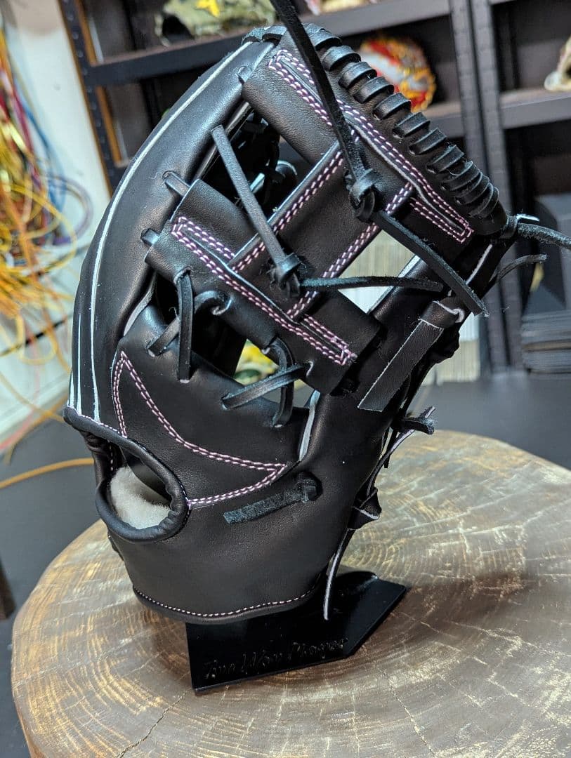 硬式野球用 黒レザーグローブ
