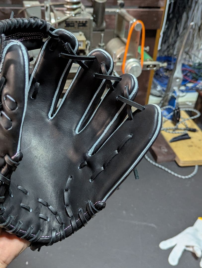硬式野球用 黒レザーグローブ