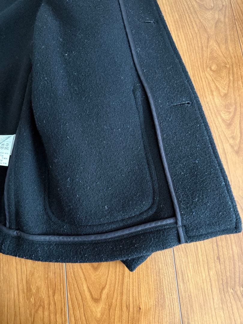 DANTON ノーカラージャケット　コート　ブラック　38