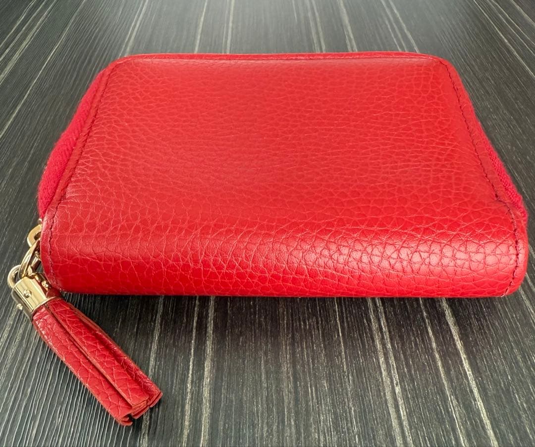 GUCCI　ソーホー　ケース　レザー　ラウンドファスナー　レッド