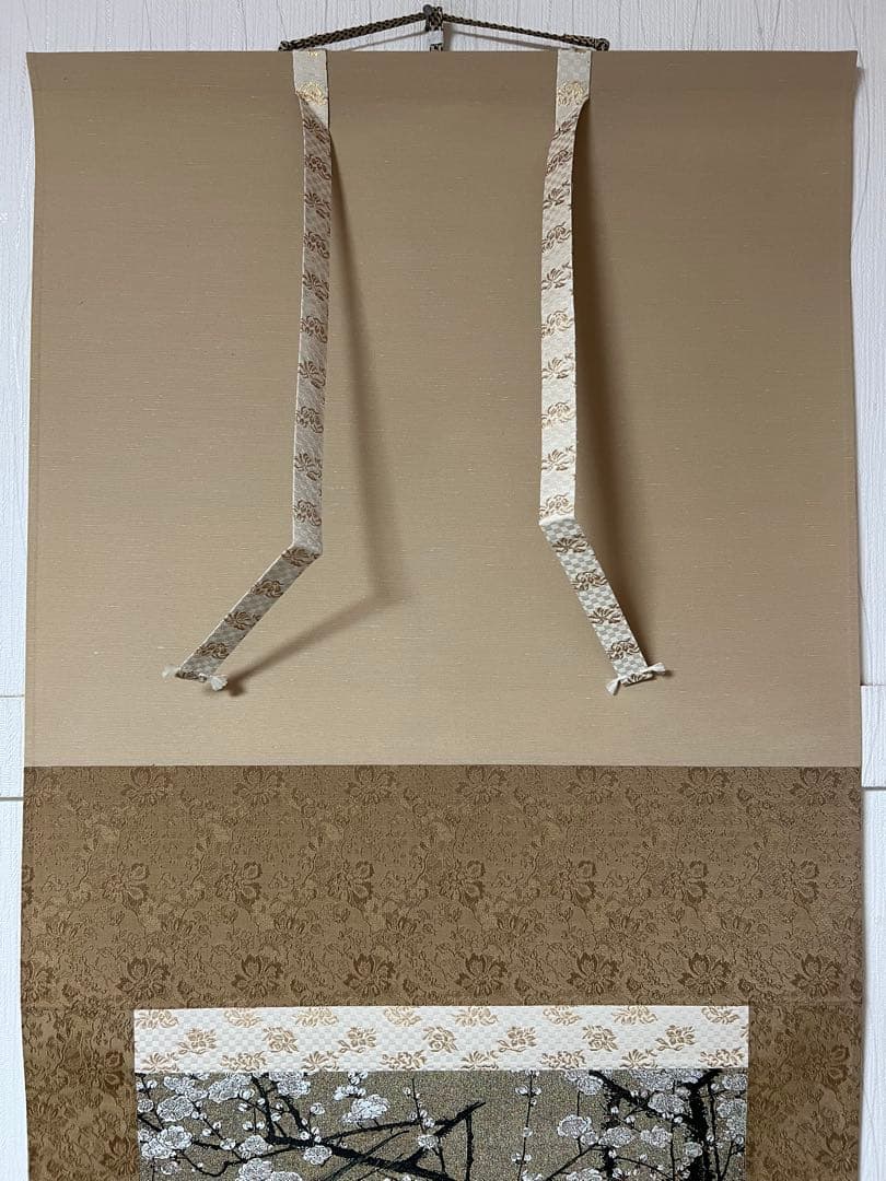 西陣美術織工房 伊藤若冲［梅花群鶴図］名画複製　美品 太卷 共箱！