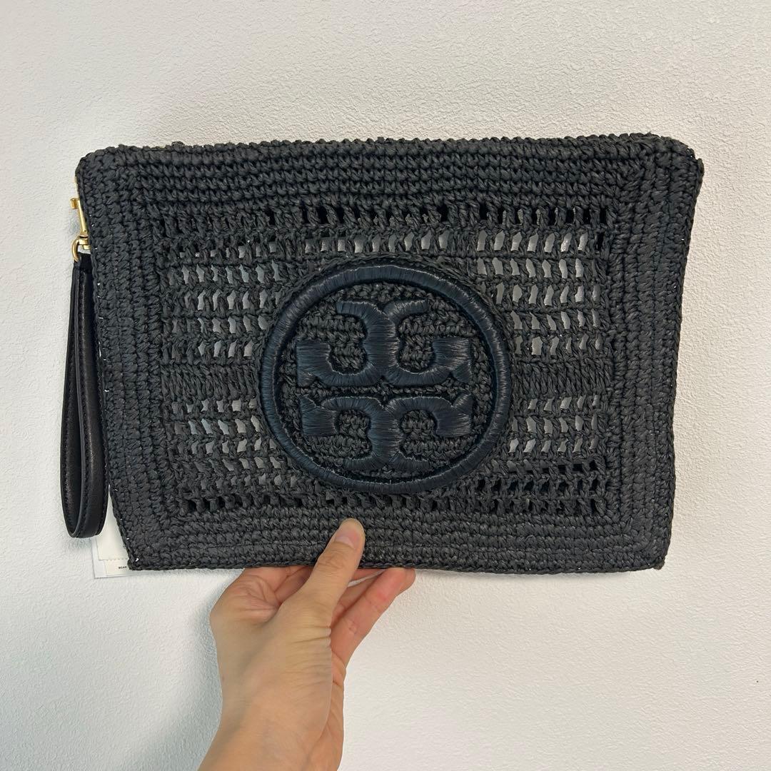 TORY BURCH Ella Crochet Pouch ブラック